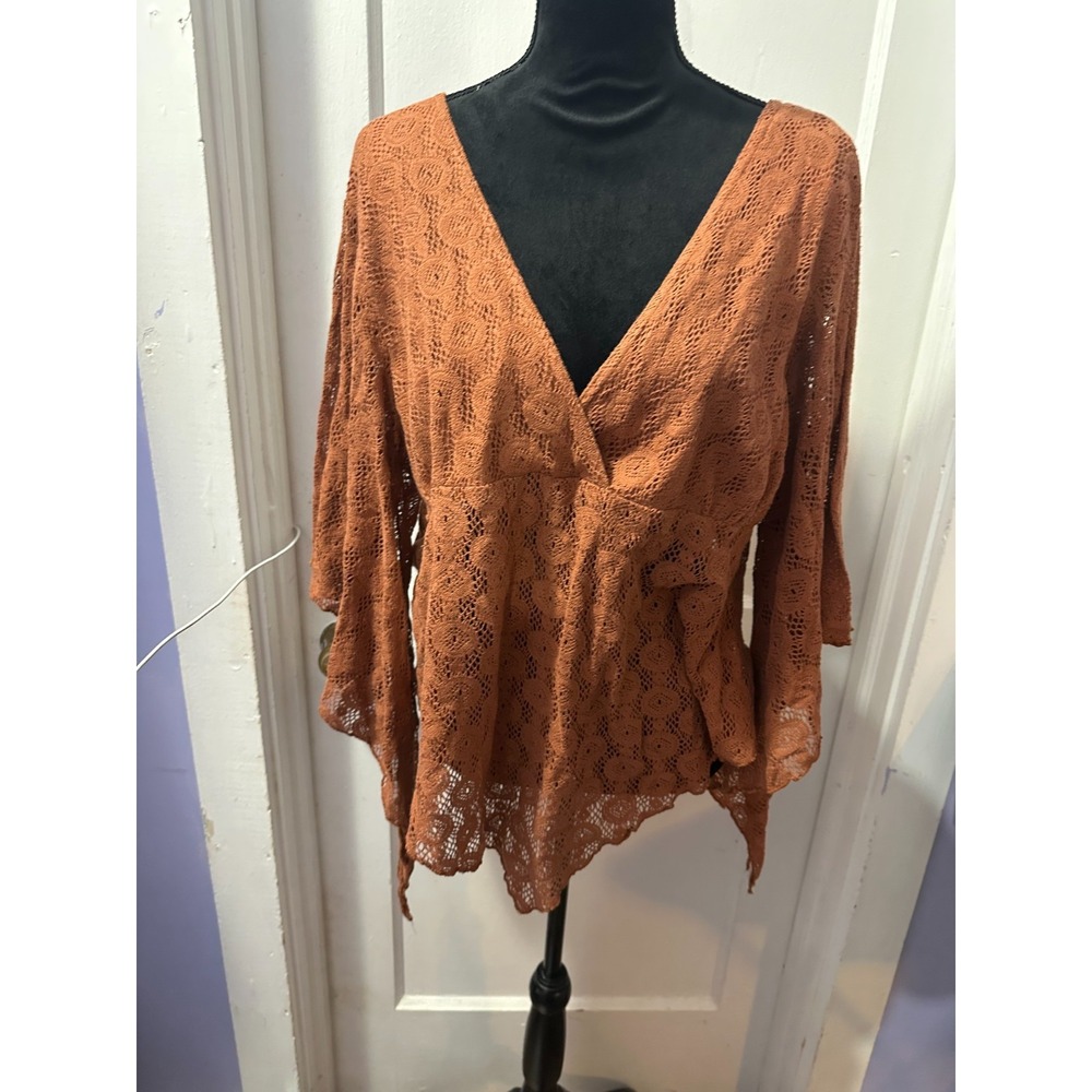 Park Avenue Orange Lace Peplum‎ Top in 1X